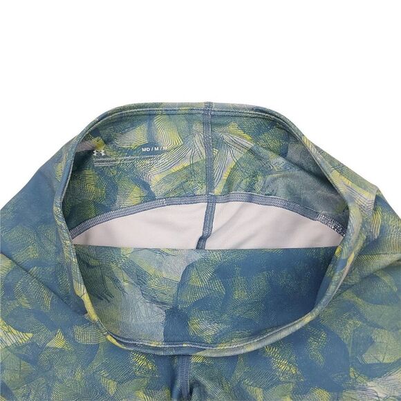 Under Armour Heatgear Compression Capri Leggings Womens Medium Green Blue Gym - Picture 3 of 10